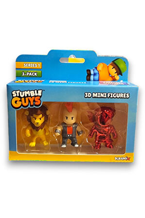 Stumble Guys Seri 1 - 3D Mini 3 lü Figür Seti - 3 ADET Leonidas Punk Dude Ruby Cupid - 5 cm