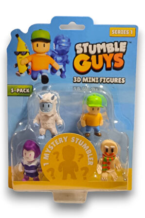 Stumble Guys Seri 1 - 3D Mini 1 i Sürpriz olan 5 li Figür Seti - Lilith Yeti Gingerbread Mr Stumble