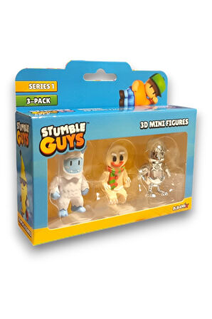 Stumble Guys Seri 1 - 3D Mini 3 lü Figür Seti - 3 ADET Frost Yeti Gingerbread Hatchling - 5 cm
