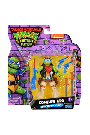 TMNT Aksesuarlı Ninja Kaplumbağalar Mutant Figürü - COWBOY LEO Desperado in Disguise - 20 CM