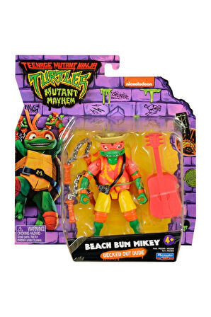 TMNT Aksesuarlı Ninja Kaplumbağalar Mutant Figürü - BEACH BUM MIKEY Decked Out Dude - 20 CM