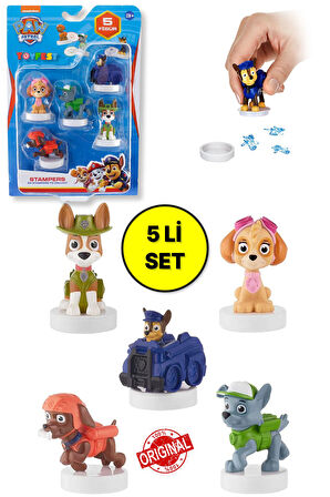 Paw Patrol Damgalı Mühürlü 5 li Figür Seti ( Tracker - Chase - Rocky - Skye - Zuma ) 4 - 7 CM