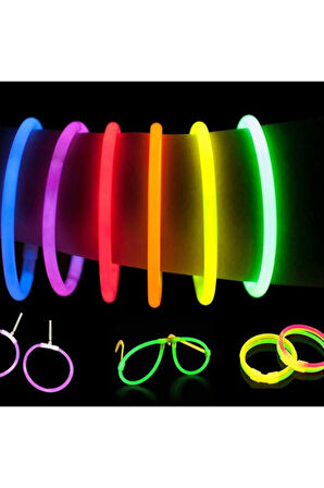 Bileklikli Küpeli Yüzüklü Stickerlı Lüks Glow Kostüm Parti Seti - 152 Parça