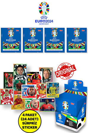 ALMANYA EURO 2024 Avrupa Şampiyonası Match Attax - 4 ADET Futbolcu Sticker Paketi (24 Adet Sticker)