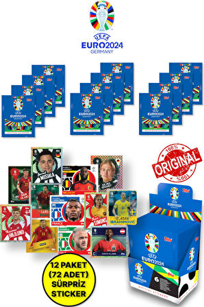 ALMANYA EURO 2024 Avrupa Şampiyonası Match Attax - 12 ADET Futbolcu Sticker Paketi (72 Adet Sticker)