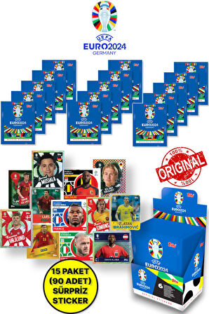 ALMANYA EURO 2024 Avrupa Şampiyonası Match Attax - 15 ADET Futbolcu Sticker Paketi (90 Adet Sticker)