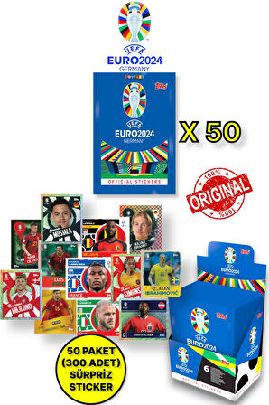 ALMANYA EURO 2024 Avrupa Şampiyonası Match Attax- 50 ADET Futbolcu Sticker Paketi (300 Adet Sticker)