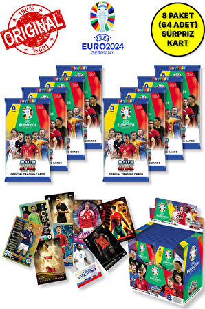ALMANYA EURO 2024 Avrupa Şampiyonası Match Attax - 8 ADET Futbolcu Kart Paketi (64 Adet Kart)