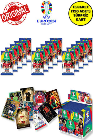 ALMANYA EURO 2024 Avrupa Şampiyonası Match Attax - 15 ADET Futbolcu Kart Paketi (120 Adet Kart)