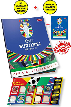 ALMANYA EURO 2024 Avrupa Şampiyonası Match Attax - Resmi Futbolcu Sticker Dergisi + 6 Adet Sticker