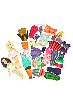 Lizzy Games Mıknatıslı Kız Giydirme Eğitici Oyun Seti - 2 Model Bebek 21 CM + 45 Parça Kıyafet Aks.