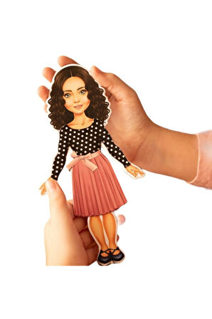 Lizzy Games Mıknatıslı Kız Giydirme Eğitici Oyun Seti - 2 Model Bebek 21 CM + 45 Parça Kıyafet Aks.