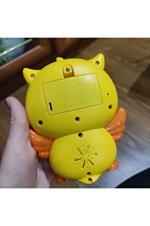 Hayvan Sesleri Çıkaran Işıklı Müzikli Baykuş Modelli İnteraktif Bebek Eğitici Tuşlu Oyuncak - Sarı