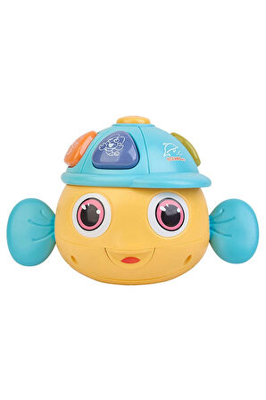 Deniz Canlıları Sesi Çıkaran Işıklı Müzikli Balık Şekil İnteraktif Bebek Eğitici Tuşlu Oyuncak Sarı