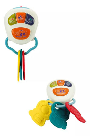 Araba Sesleri Çıkaran Işıklı Ninnili Müzikli Anahtarlık İnteraktif Bebek Eğitici Tuşlu Oyun - Beyaz