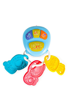 Araba Sesleri Çıkaran Işıklı Ninnili Müzikli Anahtarlık İnteraktif Bebek Eğitici Tuşlu Oyun - Mavi