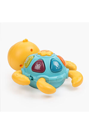 Deniz Canlıları Sesi Çıkaran Işıklı Müzikli Kaplumbağa İnteraktif Bebek Eğitici Tuşlu Oyuncak Sarı