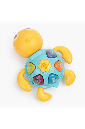 Deniz Canlıları Sesi Çıkaran Işıklı Müzikli Kaplumbağa İnteraktif Bebek Eğitici Tuşlu Oyuncak Sarı