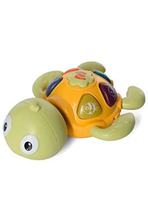 Deniz Canlıları Sesi Çıkaran Işıklı Müzikli Kaplumbağa İnteraktif Bebek Eğitici Tuşlu Oyuncak Yeşil