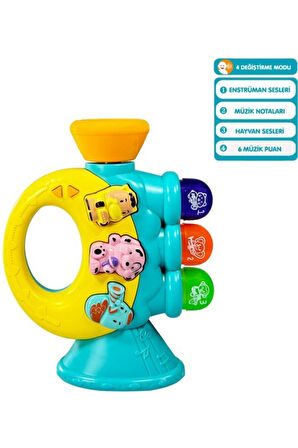 Hayvan Sesleri Çıkaran Işıklı Notalı Ninnili Müzikli Trompet İnteraktif Bebek Eğitici Tuşlu Oyuncak
