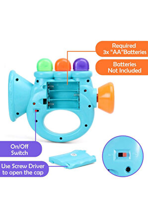 Hayvan Sesleri Çıkaran Işıklı Notalı Ninnili Müzikli Trompet İnteraktif Bebek Eğitici Tuşlu Oyuncak