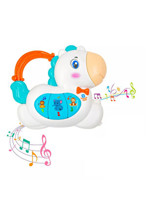 Hayvan Sesleri Çıkaran Tuşlu Işıklı Notalı Ninnili Müzikli AT İnteraktif Bebek Eğitici - Turuncu