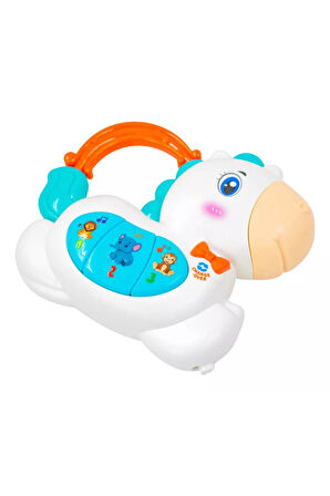 Hayvan Sesleri Çıkaran Tuşlu Işıklı Notalı Ninnili Müzikli AT İnteraktif Bebek Eğitici - Turuncu