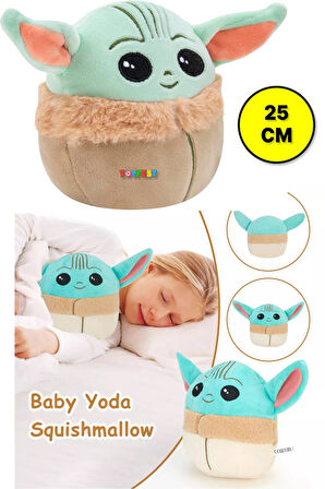Mandalorian The Child Grogu Baby Yoda Squishmallows Yumuşak Peluş Figür - 25 Cm