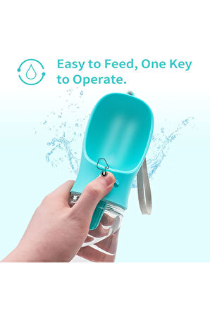 Taşınabilir Mama Hazneli Evcil Hayvan Suluğu Seyahat Kabı Kilitlenebilen Su Sızdırmaz 380ML - Yeşil