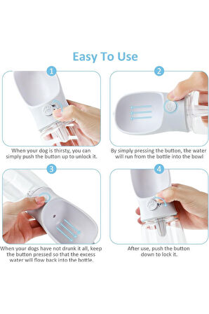 Taşınabilir Mama Hazneli Evcil Hayvan Suluğu Seyahat Kabı Kilitlenebilen Su Sızdırmaz 380 ML - Beyaz