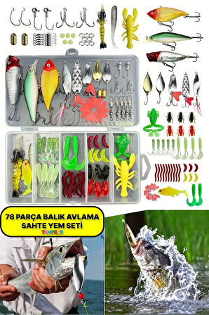 Yapay Olta Yemleri Ve Balık Tutma Aksesuarı Seti 78 Parça - DİKKAT OLTA DAHİL DEĞİLDİR