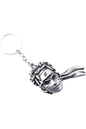 Naruto 3D Büst Figür Metal Anahtarlık - Gümüş Renk - 1 ADET