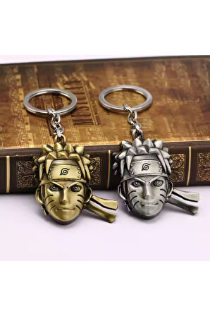 Naruto 3D Büst Figür Metal Anahtarlık - 2 ADET Bakır Renk + 2 ADET Gümüş Renk 4 lü Paket