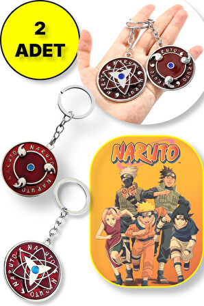 Naruto Figür Metal Anahtarlık - 1 ADET Yıldız Şekil + 1 ADET Dönence Şekil 2 li Paket
