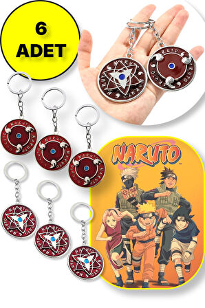 Naruto Figür Metal Anahtarlık - 3 ADET Yıldız Şekil + 3 ADET Dönence Şekil 6 lı Paket