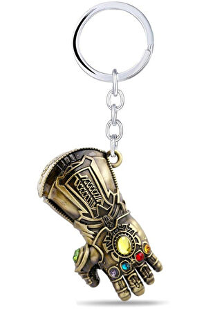 Thanos 3D El Figür Taşlı Metal Anahtarlık - Altın Renk - 1 ADET