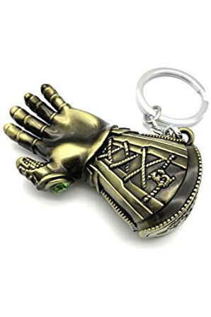 Thanos 3D El Figür Taşlı Metal Anahtarlık - Altın Renk - 1 ADET