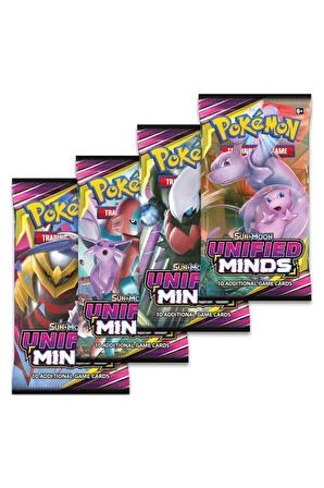 Pokemon Oyun Kartı TCG Sun & Moon Unified Minds Booster Pack - 4 Paket (40 KART)