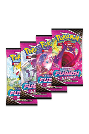 Pokemon Oyun Kartı TCG Sword&Shield Fusion Strike Booster Pack - 4 Paket (40 KART)