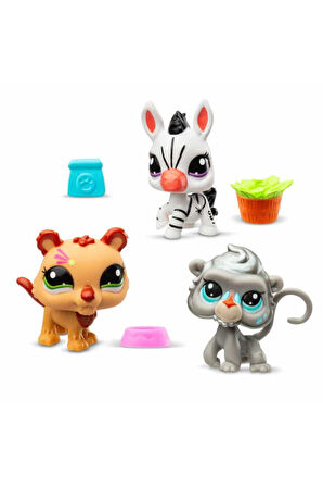 Littlest Pet Shop Minişler 3’lü Figür Seti S2 - Zebra – Aslan – Maymun - 5 Cm  Minişler