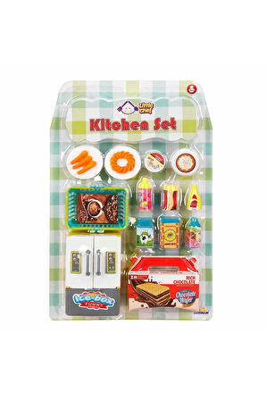 Çok Parçalı Mini  Buzdolabılı Mutfak Alışveriş Ürünler Seti - 14 Parça