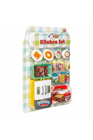 Çok Parçalı Mini  Buzdolabılı Mutfak Alışveriş Ürünler Seti - 14 Parça