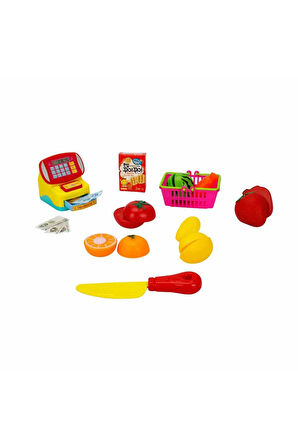 Çok Parçalı Mini Kasalı Sebze ve Meyveli Bıçaklı Mutfak Alışveriş Seti - 17 Parça