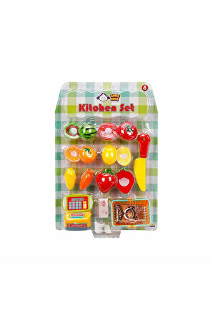 Çok Parçalı Mini Kasalı Sebze ve Meyveli Bıçaklı Mutfak Alışveriş Seti - 17 Parça
