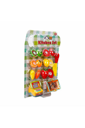 Çok Parçalı Mini Kasalı Sebze ve Meyveli Bıçaklı Mutfak Alışveriş Seti - 17 Parça