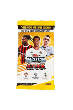 Topps Match Attax 24-25 Uefa Şampiyonlar Ligi Avrupa Ligi Konferans Ligi Futbolcu Kartları -12 Paket