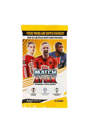 Topps Match Attax 24-25 Uefa Şampiyonlar Ligi Avrupa Ligi Konferans Ligi Futbolcu Kartları 20 Paket