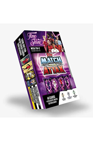 Topps Match Attax 24-25 UEFA Metal Kutulu Futbolcu Kartları Mega Tin Box - 48 Kart (Mor Kutulu)