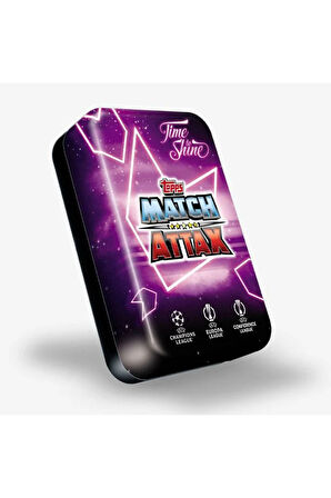 Topps Match Attax 24-25 UEFA Metal Kutulu Futbolcu Kartları Mega Tin Box - 48 Kart (Mor Kutulu)