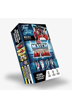 Topps Match Attax 24-25 UEFA Metal Kutulu Futbolcu Kartları Mega Tin Box - 48 Kart (Mavi Kutulu)